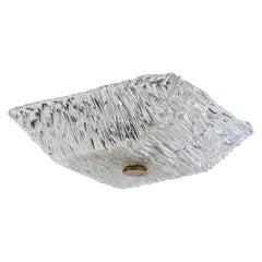 Venini, Flush Mount, Glass, Brass, Italy, 1950s