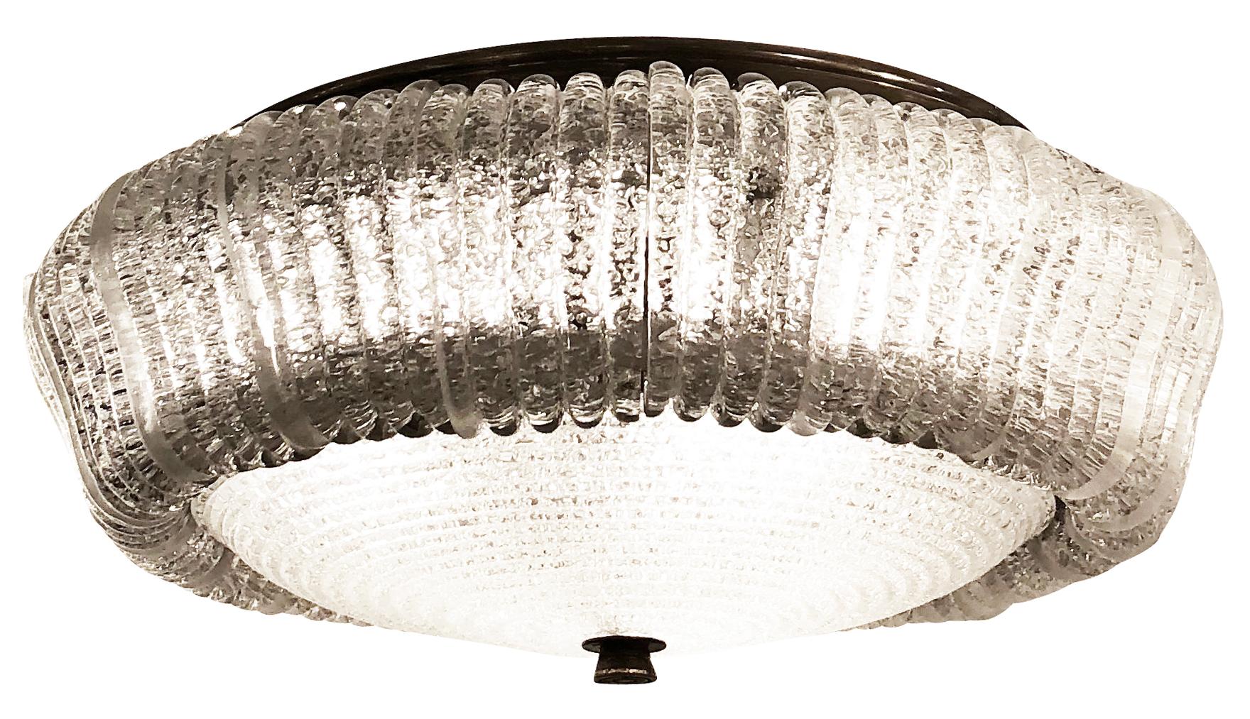 Mid-Century Modern Venini Flush Mount, Italy, 1940s