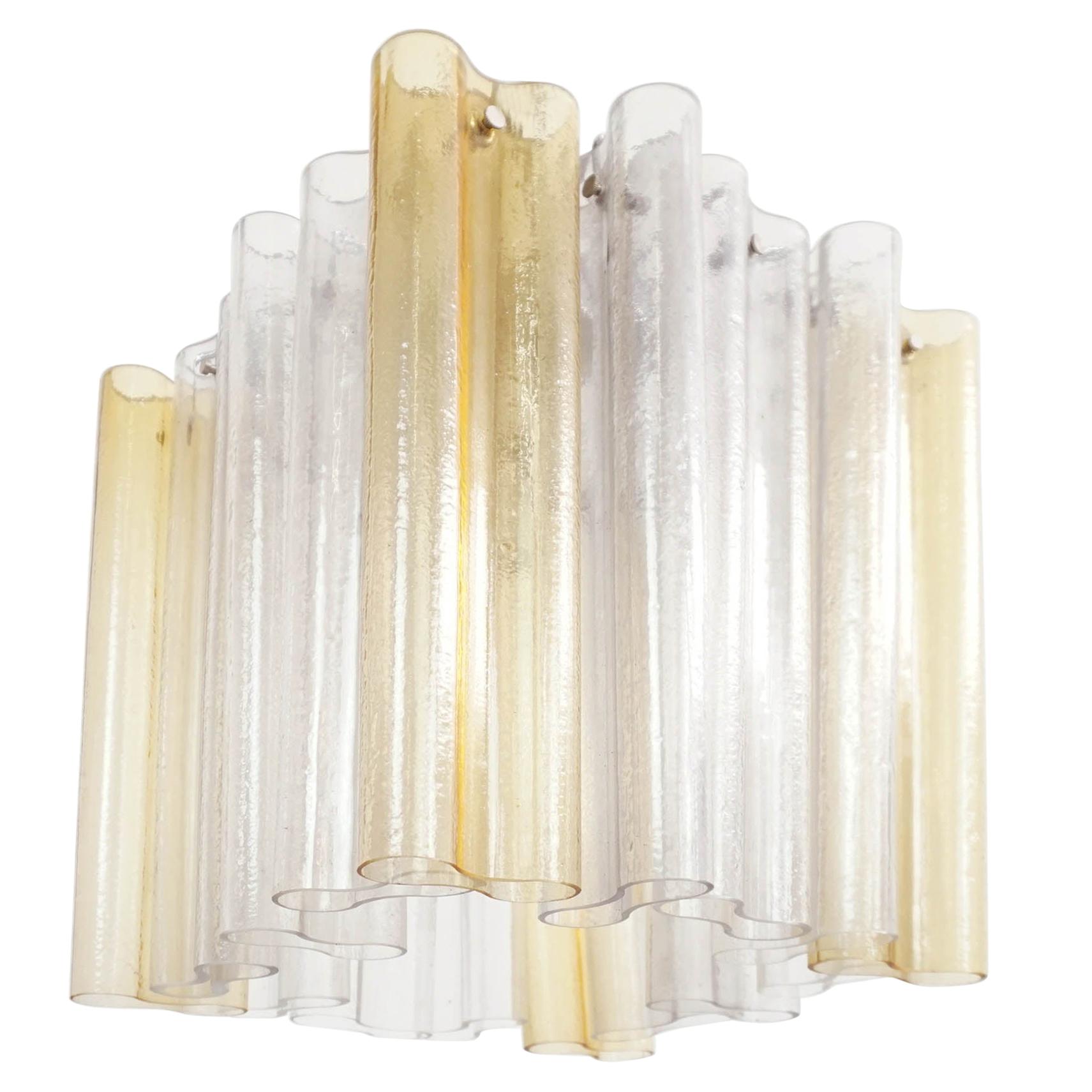 Venini Flush Mount Pendant Light, Murano Tube Glass, Fancy 1960 Italian Design For Sale