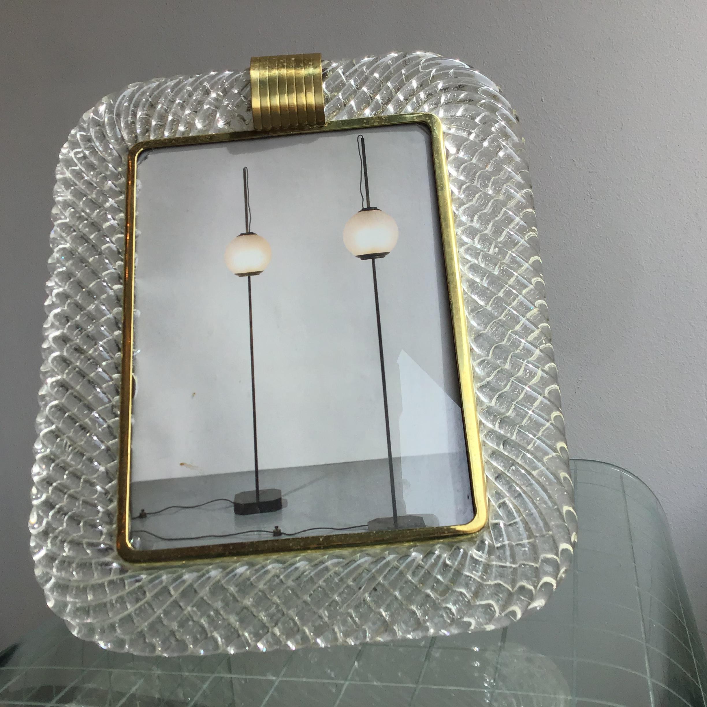 Venini frame brass Murano glass, 1940, Italy.