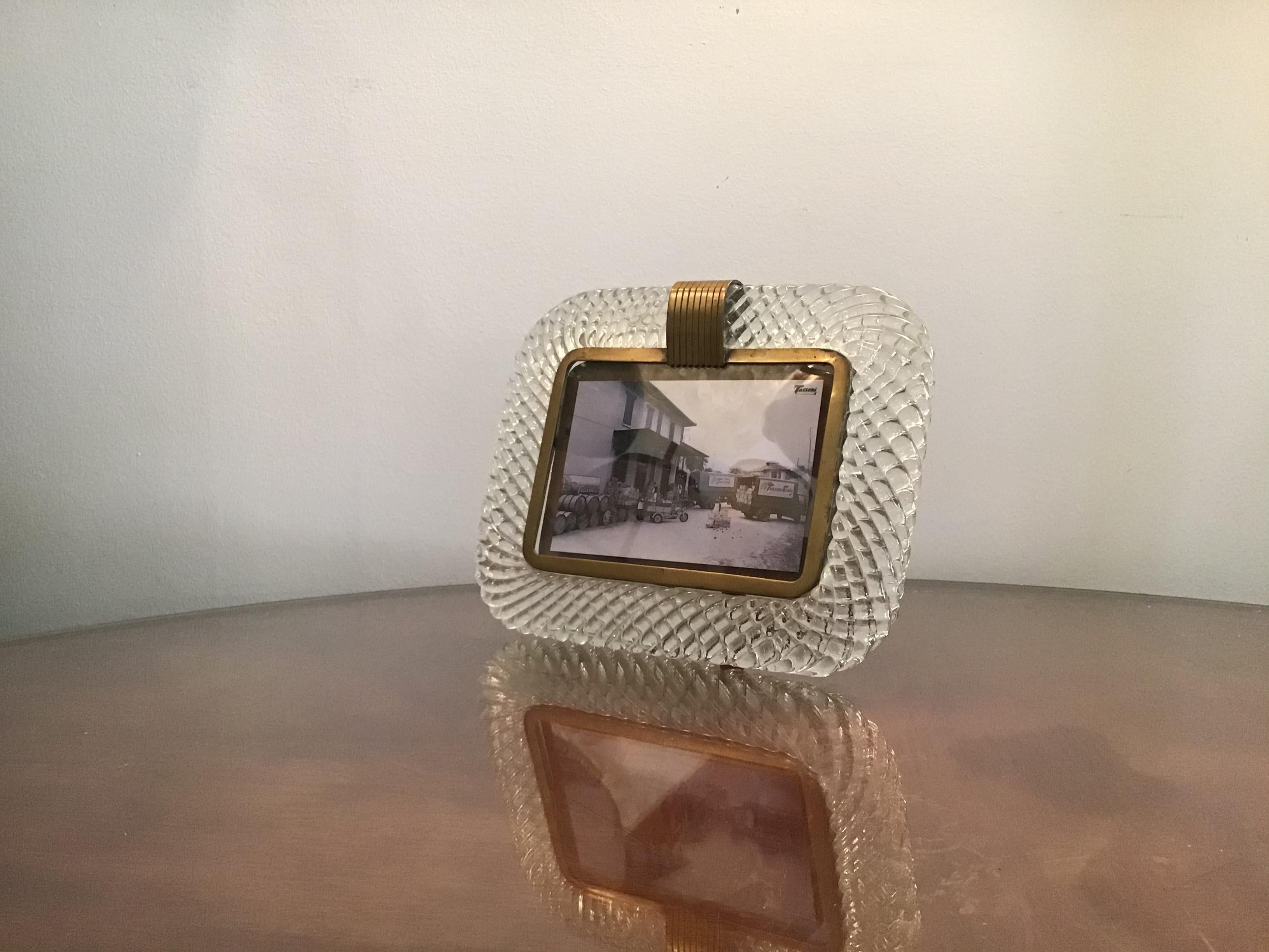 Venini Frame Murano Glass Brass, 1940, Italy In Excellent Condition In Milano, IT