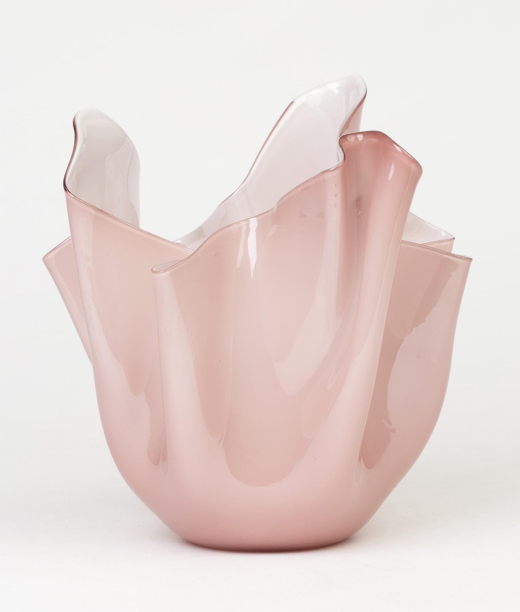 Italian Venini Fulvio Bianconi Fazzoletto Lilac Glass Hankerchief Vase