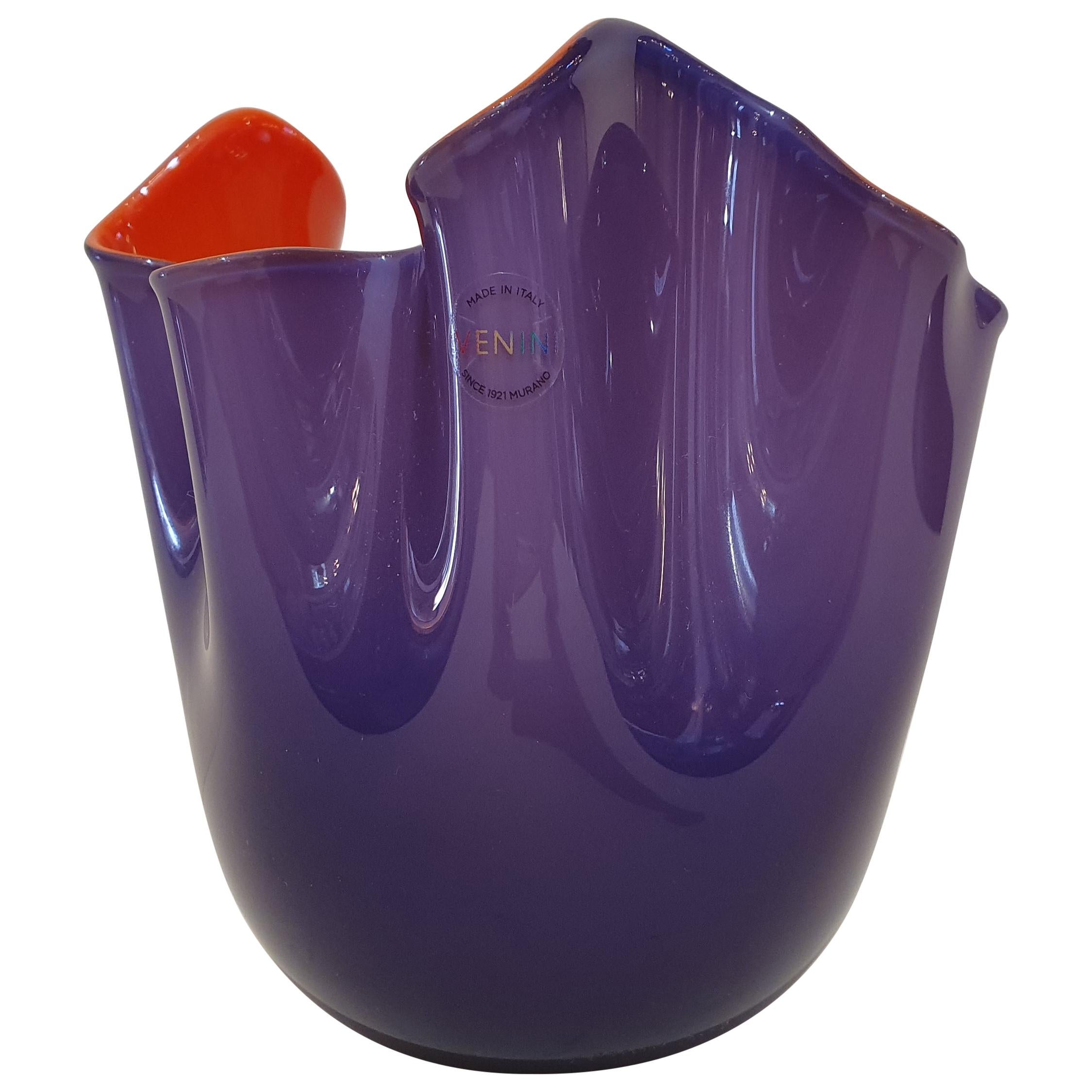 Venini Fulvio Bianconi Murano Blown Glass "Fazzoletto" Small Vase, Italy, 2019