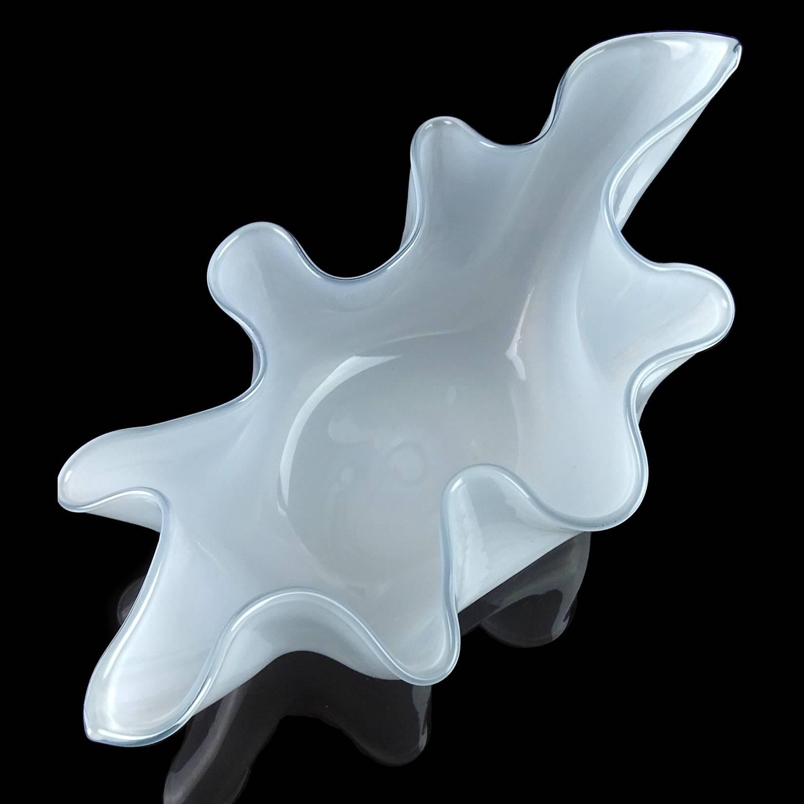 Mid-Century Modern Venini Fulvio Bianconi Murano Gray Opalino Italian Art Glass Sculptural Vase For Sale