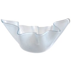 Vase Sculptural d'art en verre Italien Venini Fulvio Bianconi gris de Murano Opalino