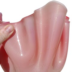 Venini Fulvio Bianconi Murano Pink Incamiciato Italian Art Glass Fazzoletto Vase