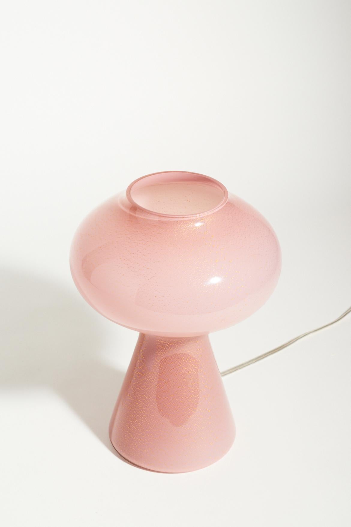 Glass Venini Fungo Table Lamp in Dusty Rose by Massimo Vignelli