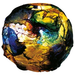 Jarrón de cristal Venini Geacolor en espirales multicolor de Gae Aulenti