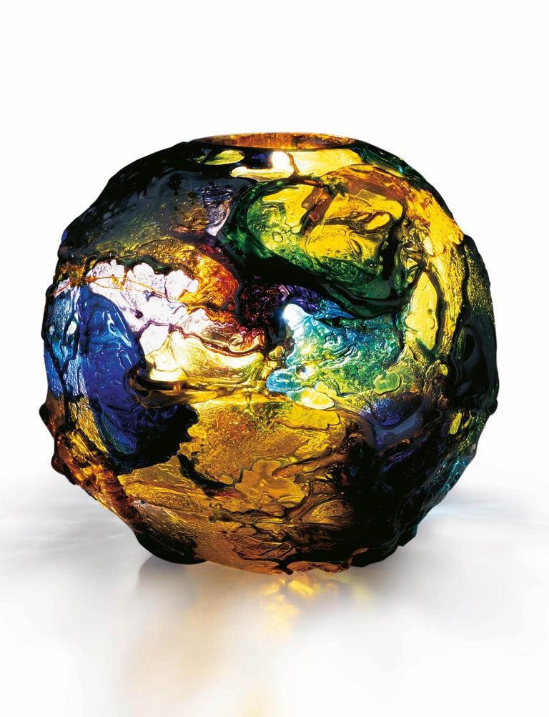 Venini Geacolor Glass Vase in Multi-Color Swirls by Gae Aulenti For Sale at  1stDibs | geacolor venini