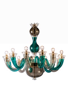 Venini Gio Ponti Chandelier in Grey and Green by Gio Ponti
