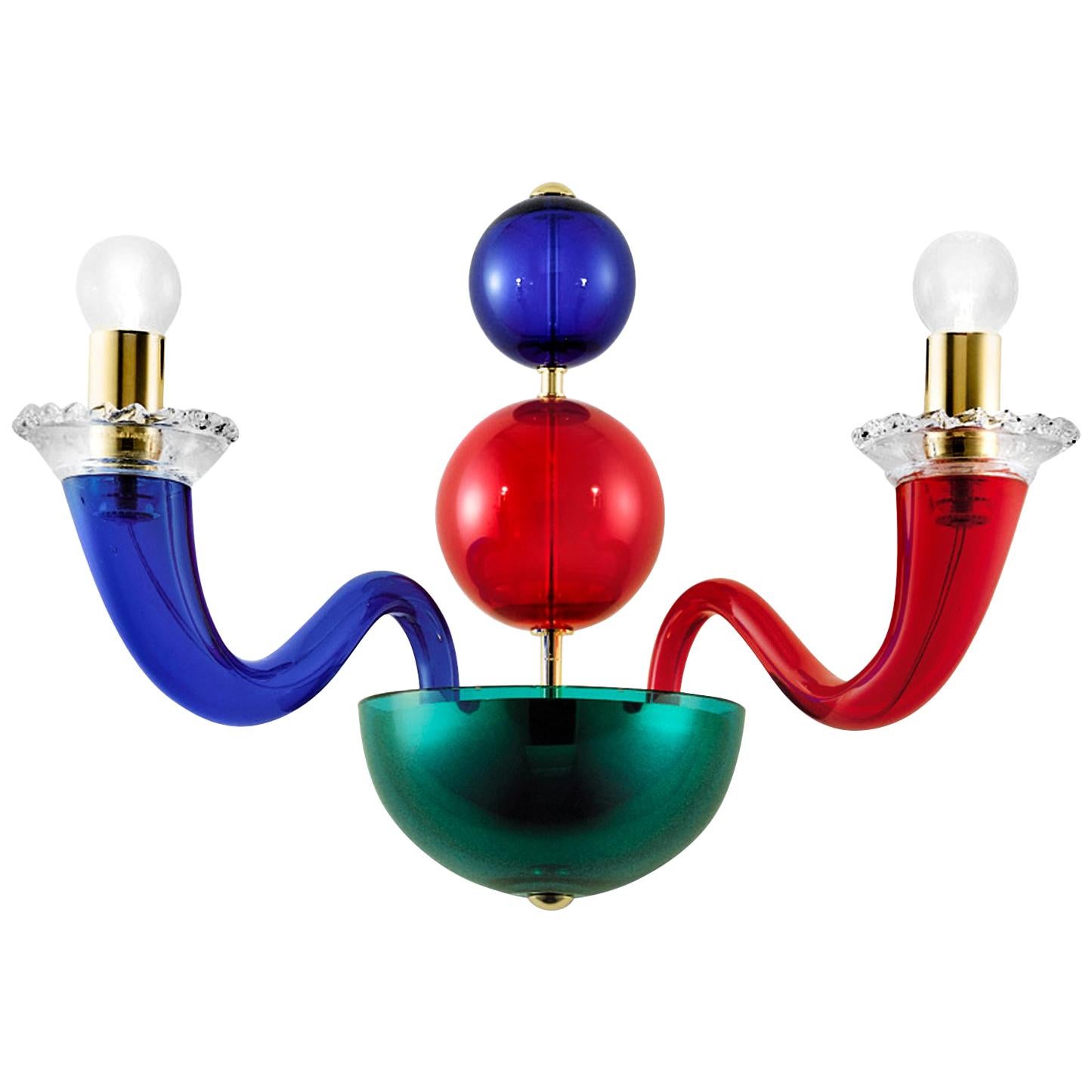 Venini Gio Ponti Two-Light Wall Light in Multicolor For Sale