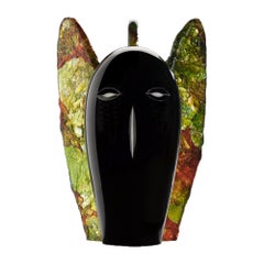 Venini Giotto 018.79 Black Murano Glass Sculpture Alessandro Mendini - Damiani