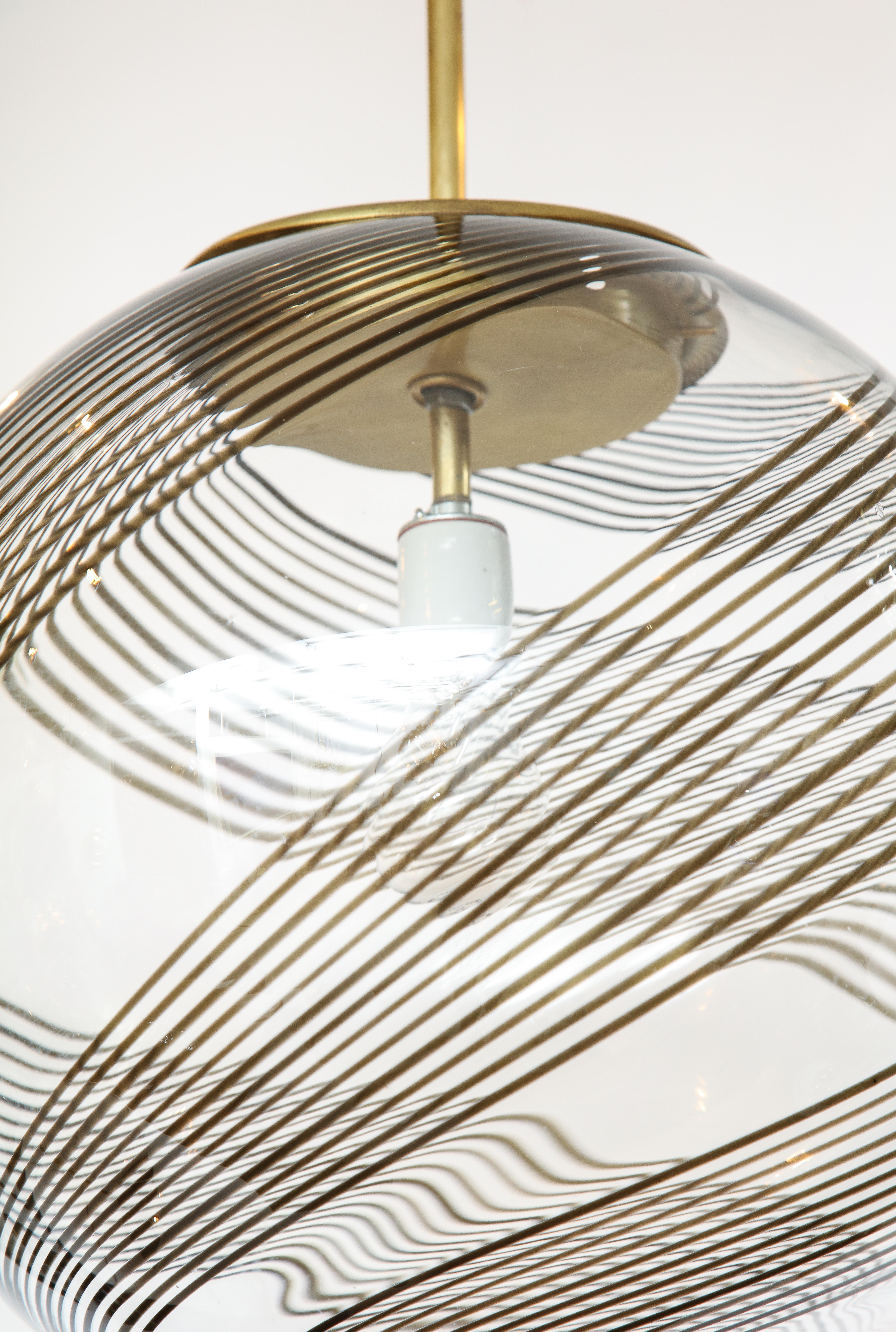 Venini Glass And Brass Pendant For Sale 1