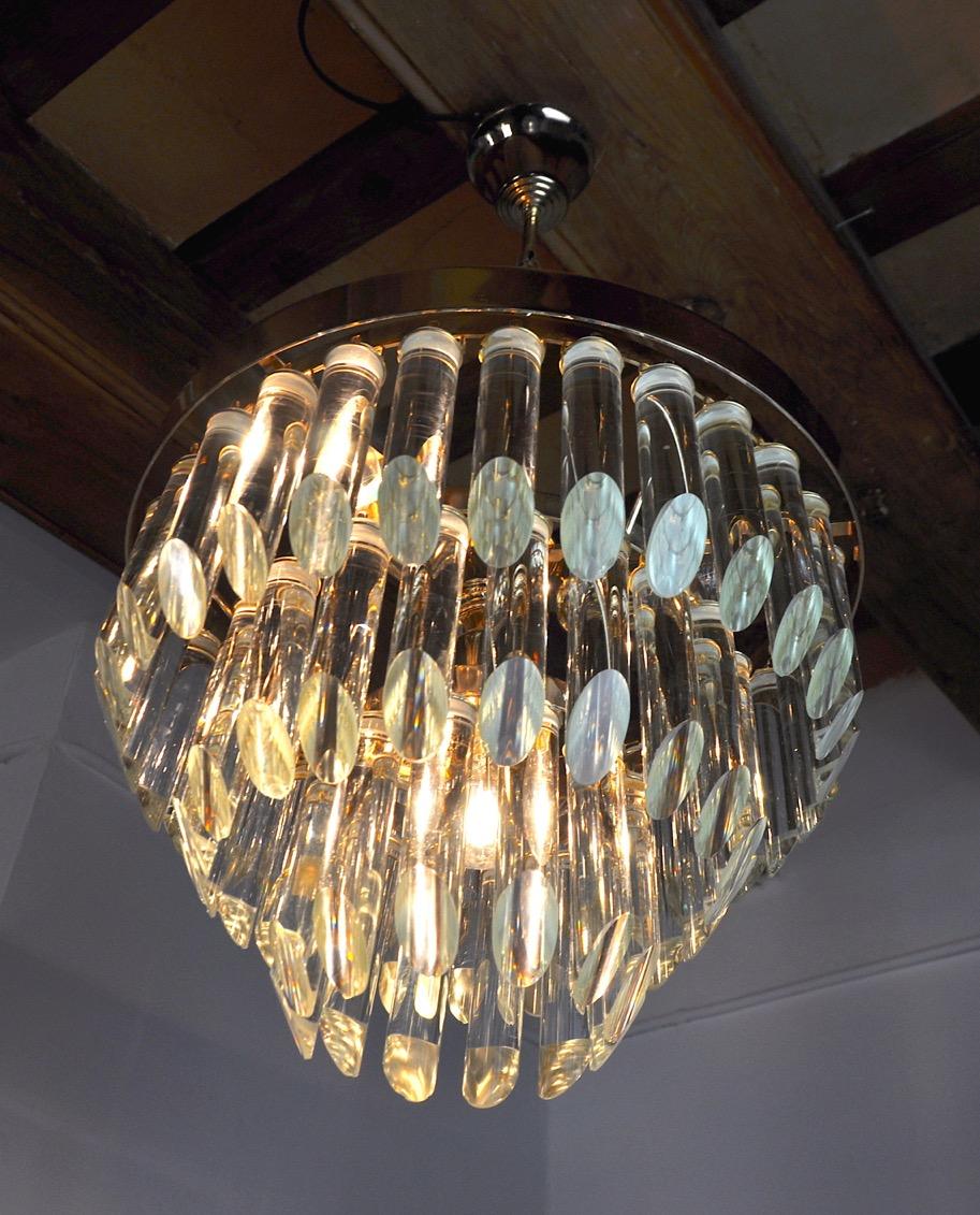 Late 20th Century Venini Glass Chandelier, 3 Levels, Italy, 1970 For Sale