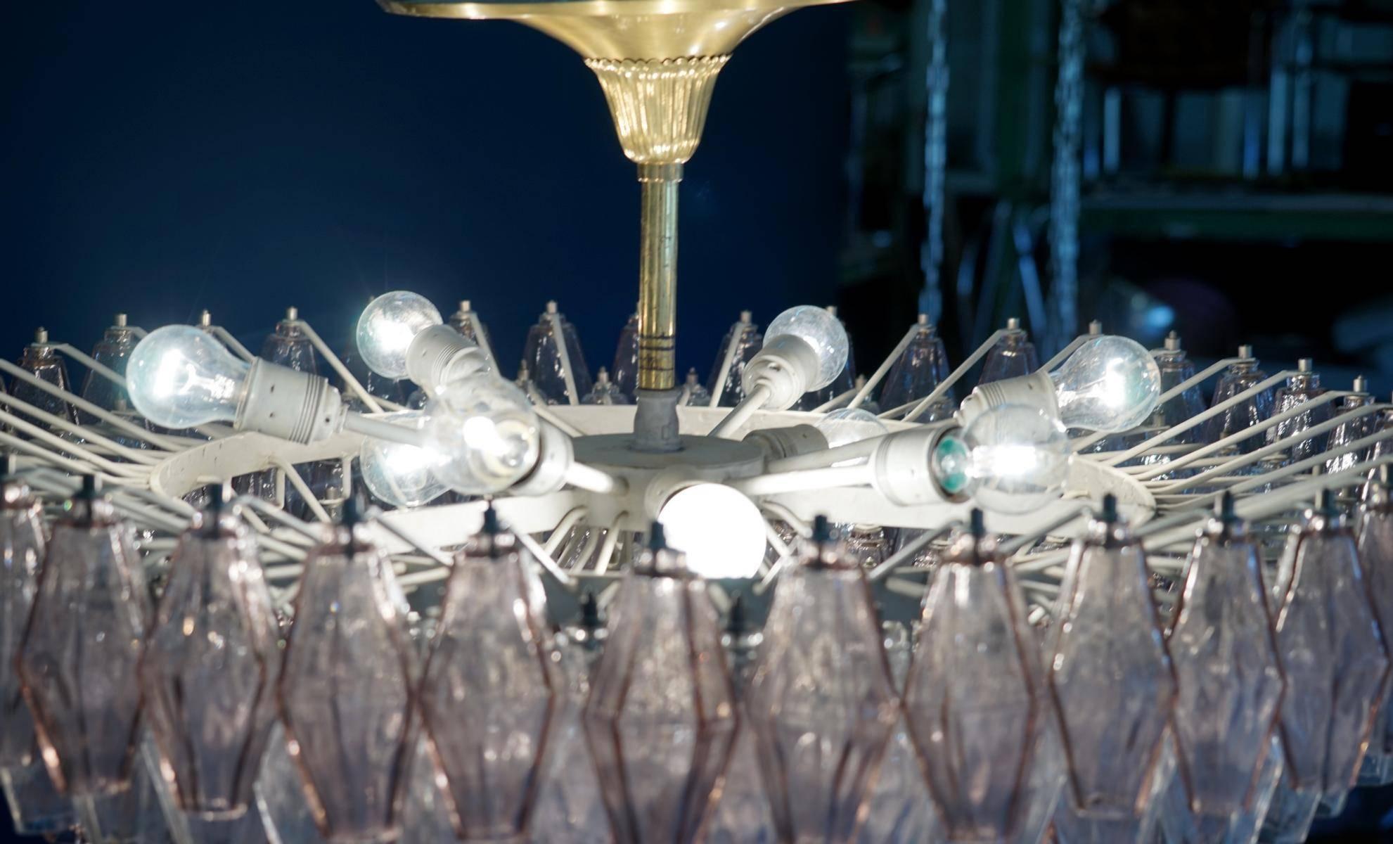 Mid-20th Century Venini Glass Chandelier Lamp Light Poliedri by Carlo Scarpa