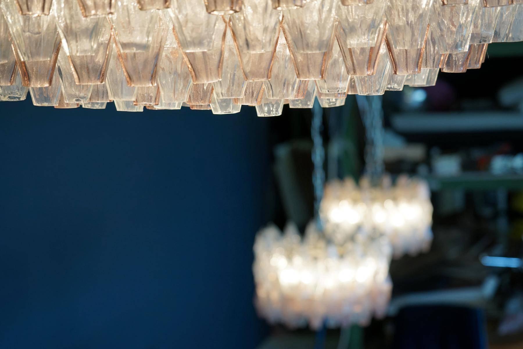 Blown Glass Venini Glass Chandelier Lamp Light Poliedri by Carlo Scarpa