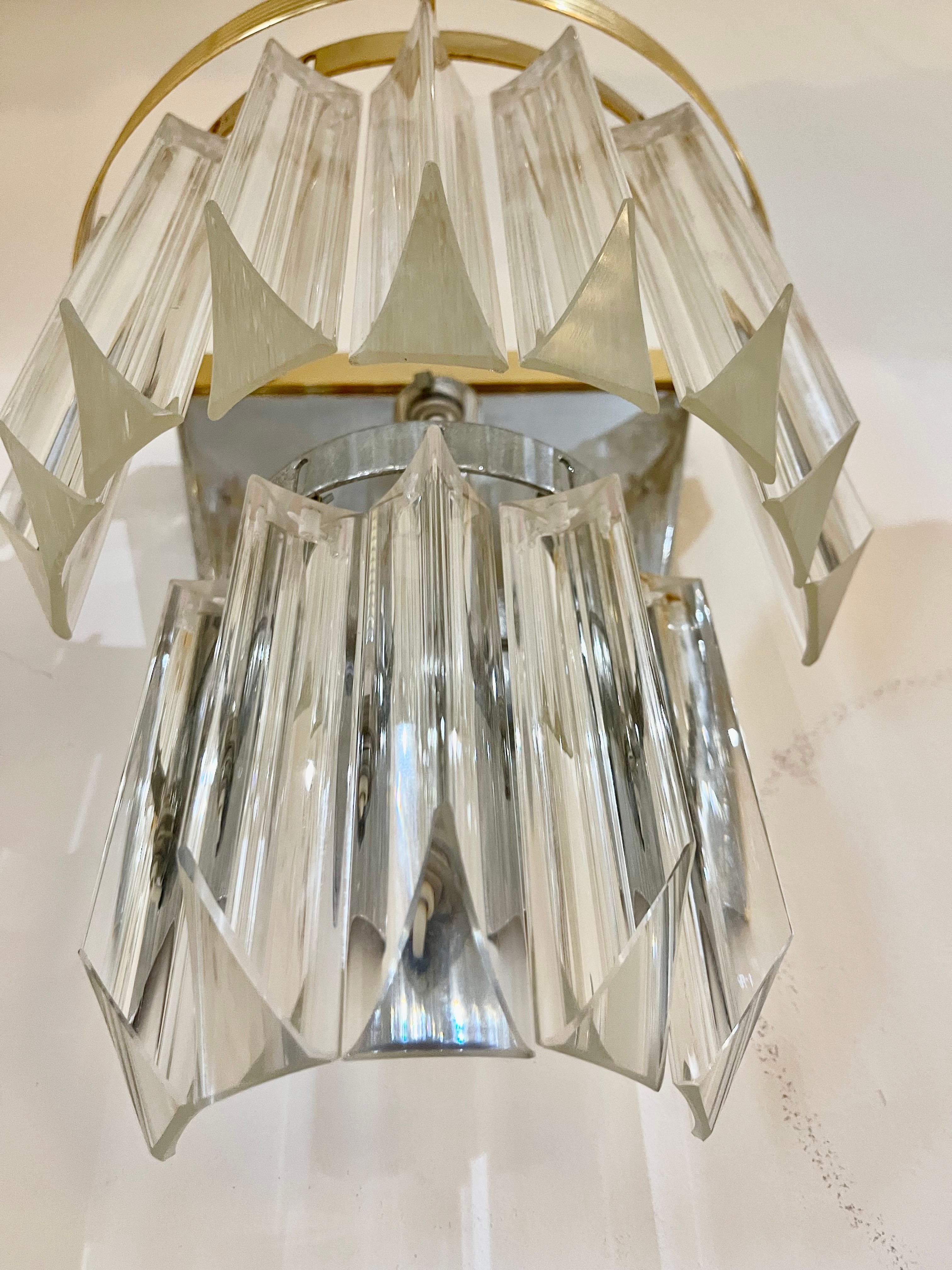 Mid-Century Modern Camer glass cristal wall Lightning with structure, Italie 1980s For Sale