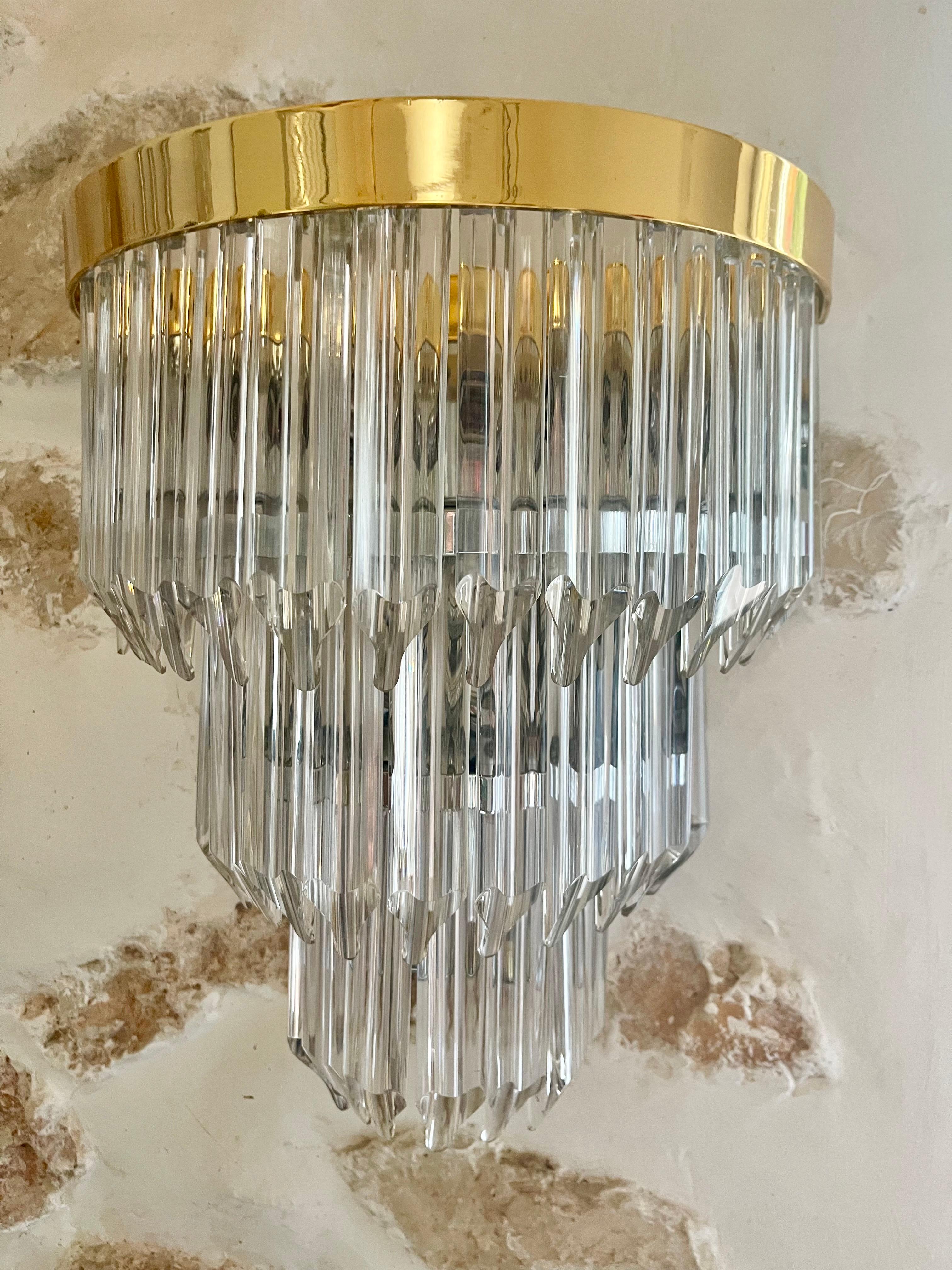 Aplique de cristal Venini con estructura, Italie Años 80 Moderno de mediados de siglo en venta
