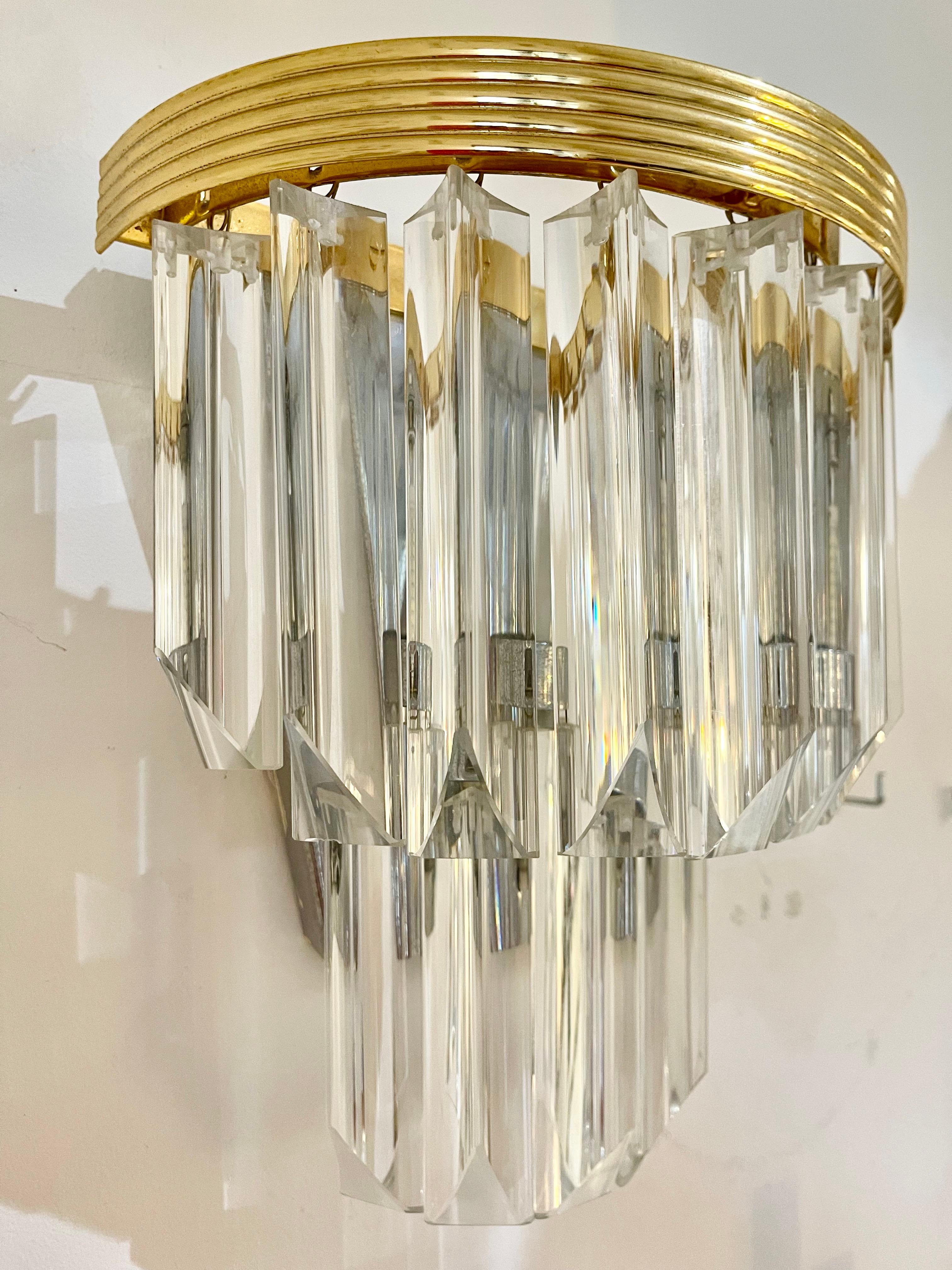 Italian Camer glass cristal wall Lightning with structure, Italie 1980s For Sale