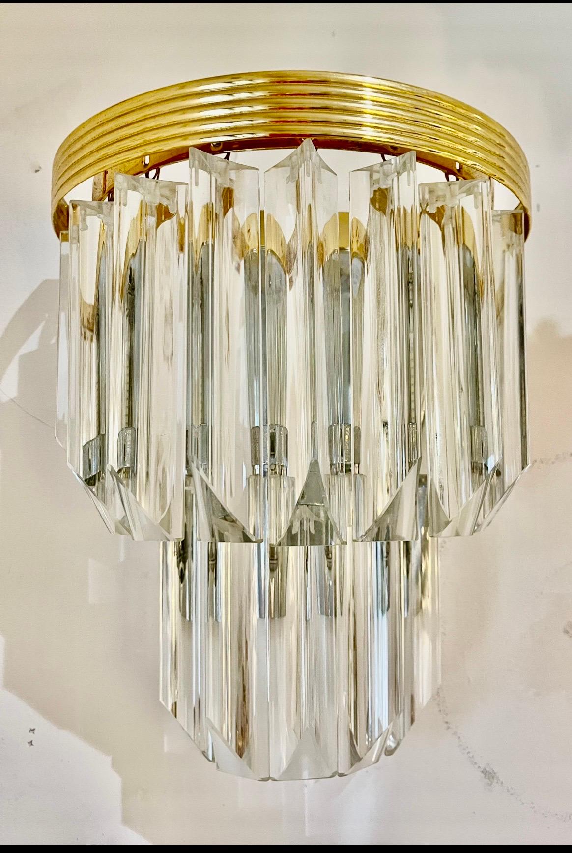 Camer glass cristal wall Lightning with structure, Italie 1980s In Good Condition For Sale In DÉNIA, ES