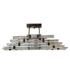 Venini Glass Murano ceiling light brass Structure, Italy 1980