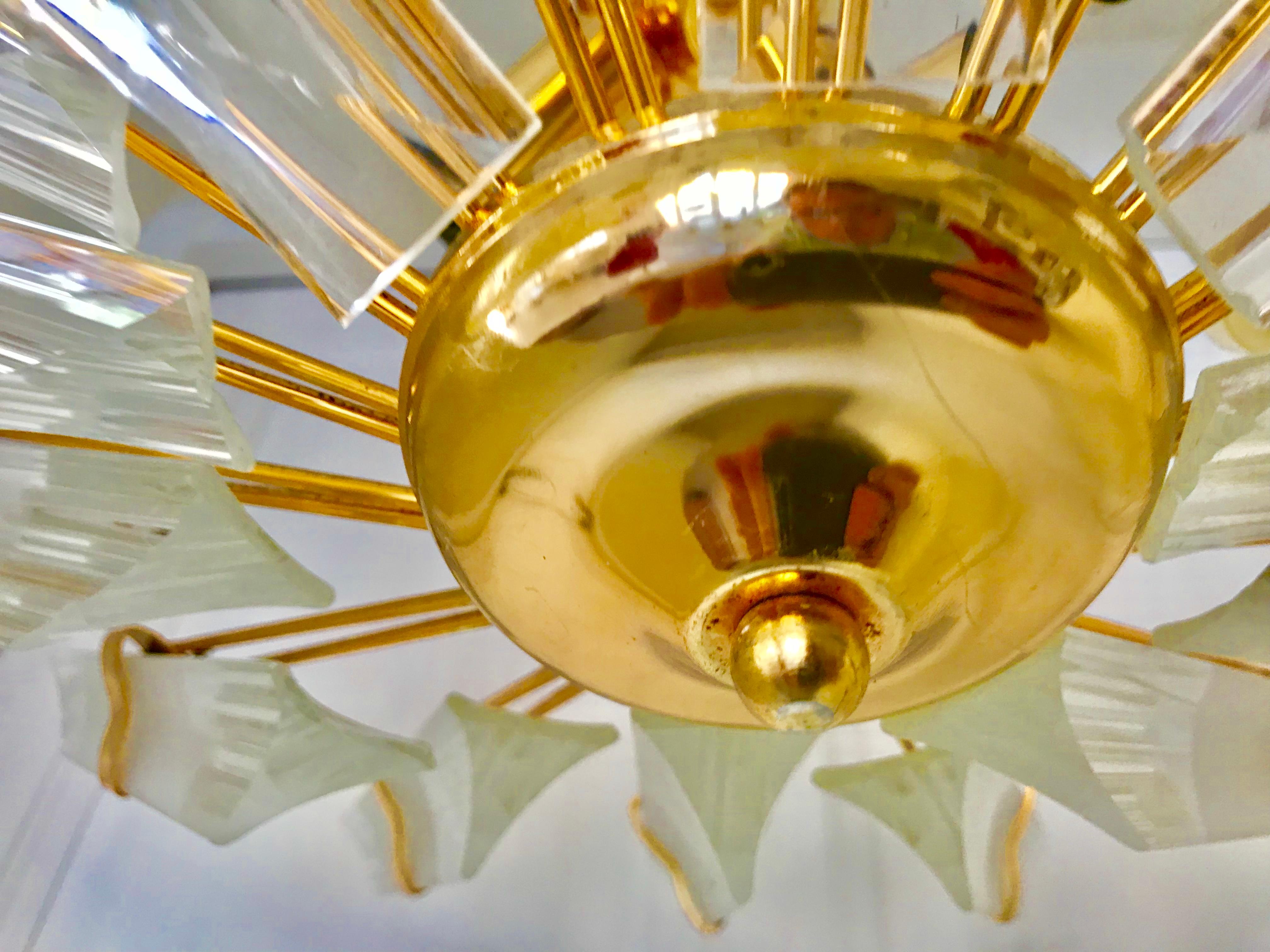 Lustre en verre de Murano avec structure en or doré, de Venini, Italie, 1980 Bon état - En vente à DÉNIA, ES