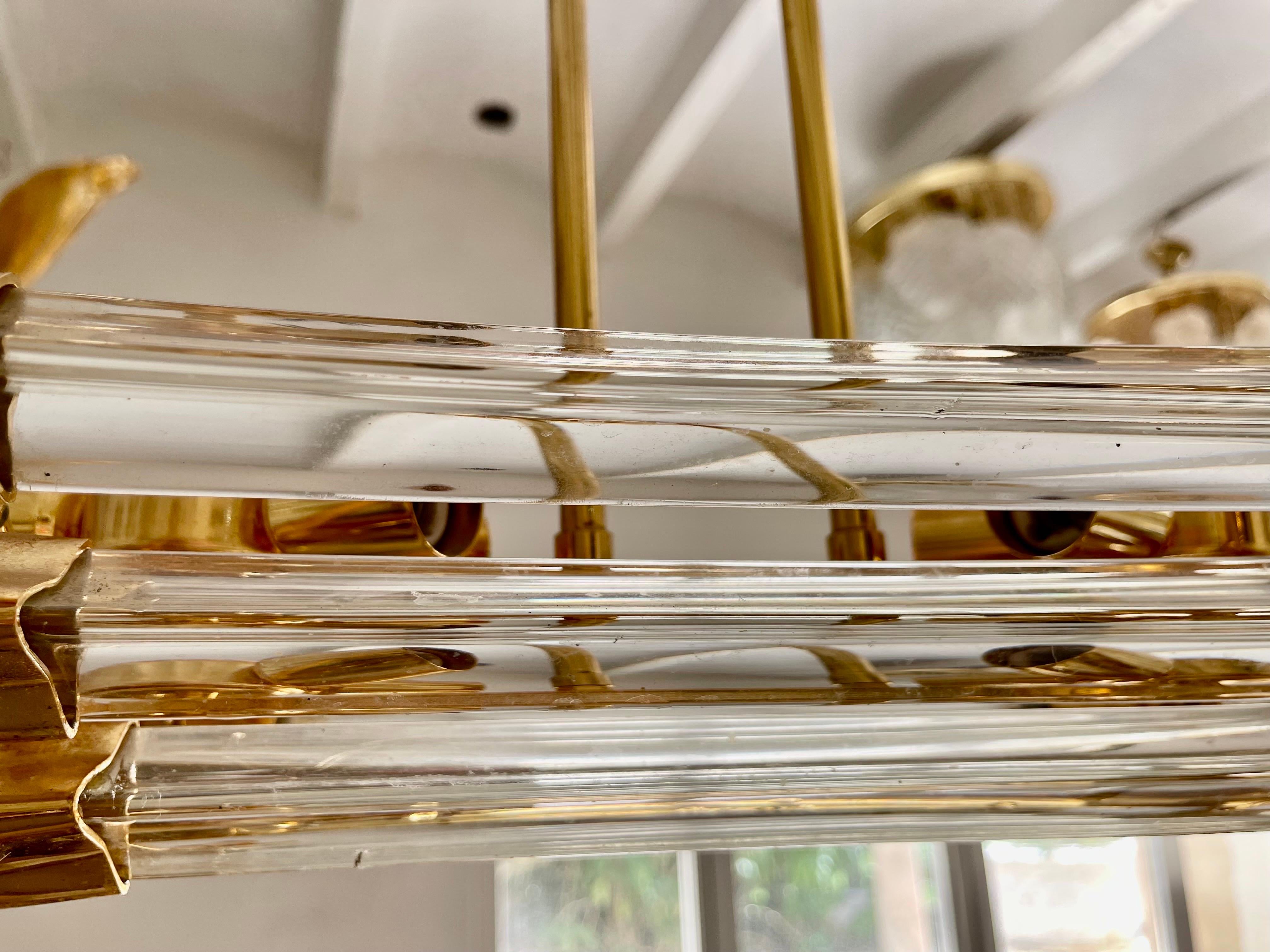 Venini Glass Murano Chandelier Gilt Gold Structure, Italy, 1980 1