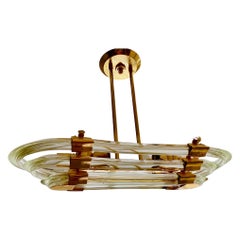 Venini Glass Murano Chandelier Gilt Gold Structure, Italy, 1980