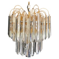 Venini Glass Murano Chandelier Palm Gilt Gold Structure, Italy, 1980 Venini Glass Murano Chandelier Palm Gilt Gold Structure, Italy, 1980