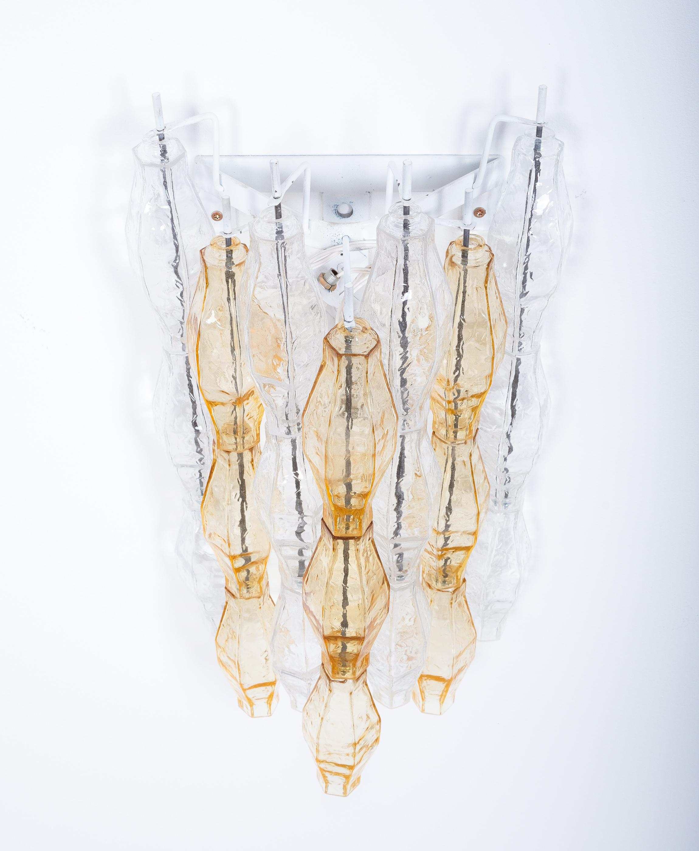 Brass Venini Glass Sconces Poliedri By Carlo Scarpa, 1950, Italy For Sale