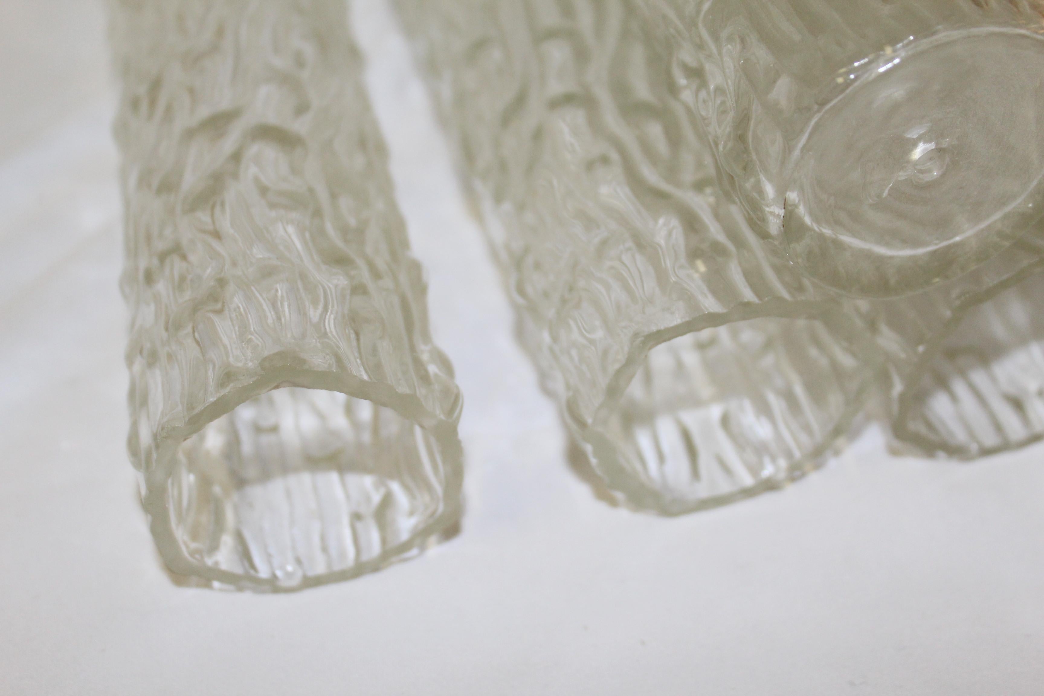 Italian Venini Glass Shades, Tree Bark Texture