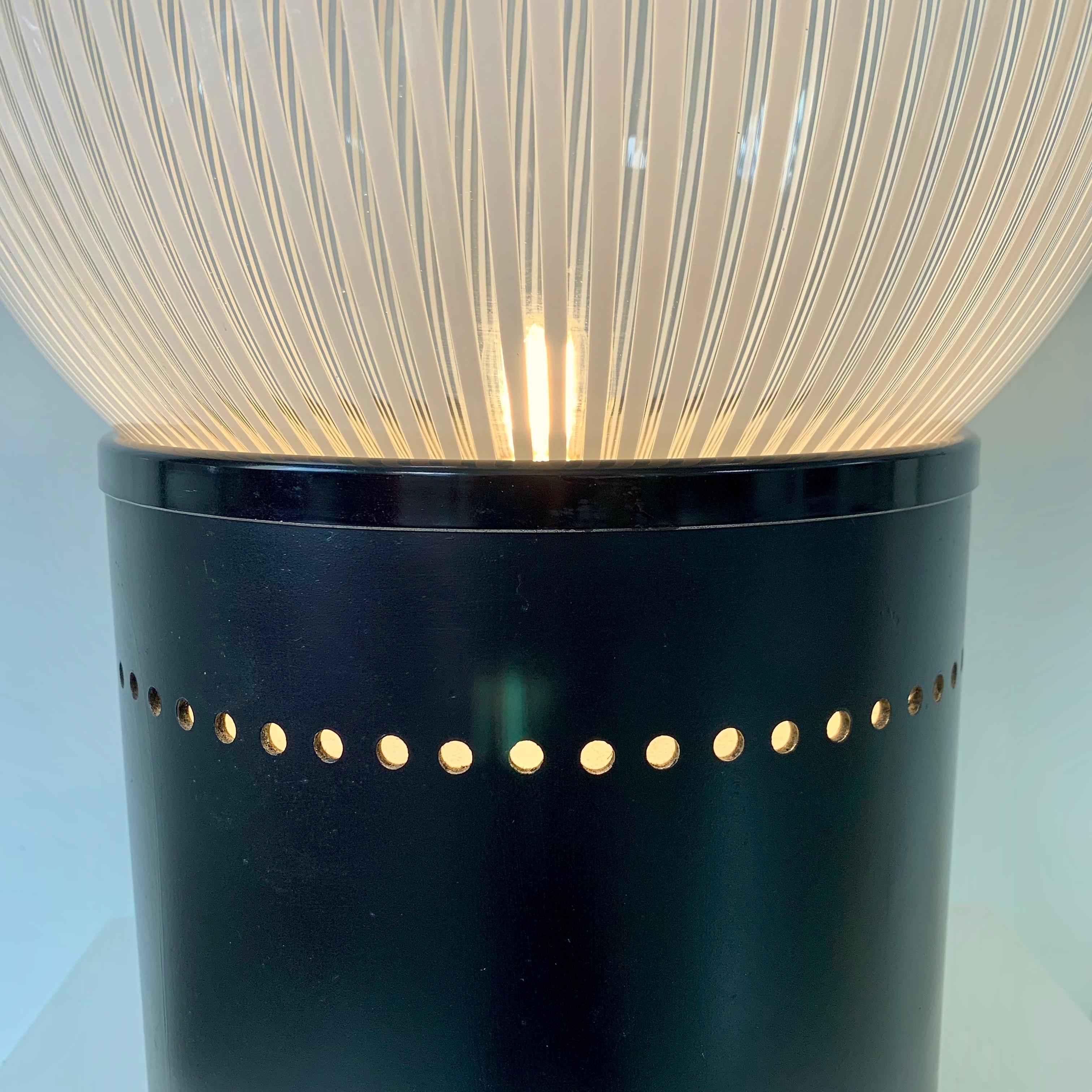 Metal Venini Stripped Glass Table Lamp, circa 1960, Italy. For Sale