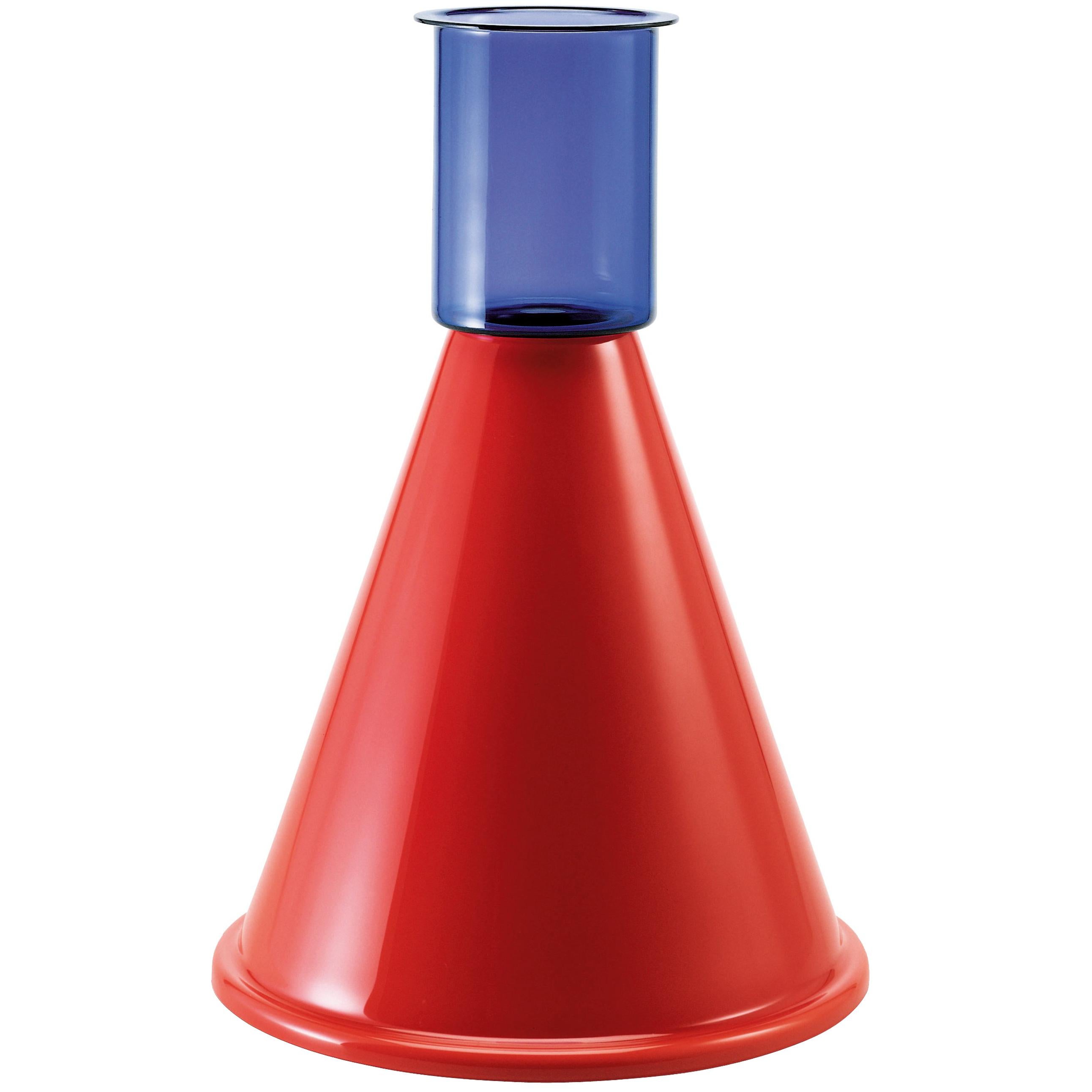 Venini Goburam Glass Vase in Midnight Blue and Red by Ettore Sottsass For Sale