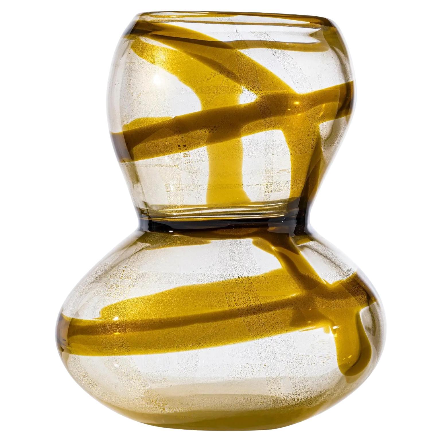 Venini Gran Bulbo 699.60 Tee/Kristall/Blattgold - Glasvase Peter Marino Damiani im Angebot