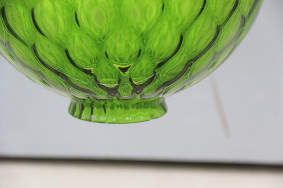 Mid-20th Century Venini Green Ball Chandelier Italian Midcentury Design 1960s Murano Glass Round
