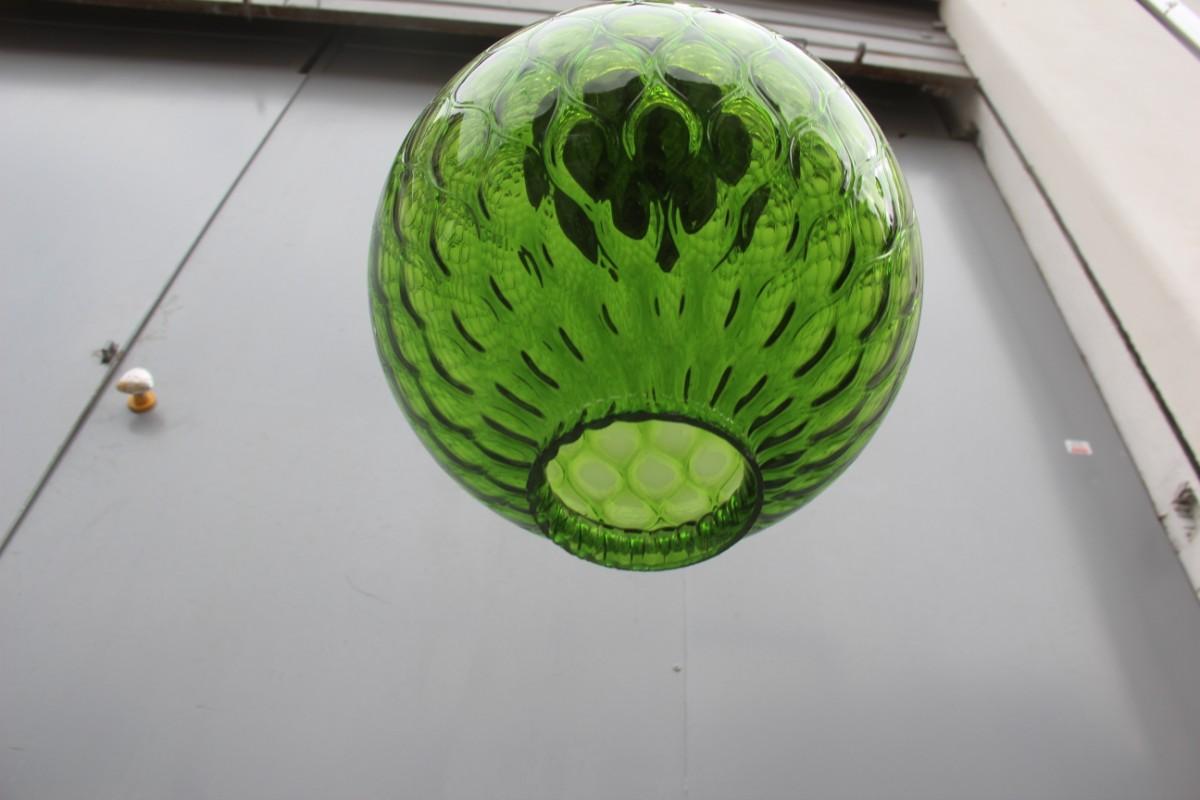 Venini Green Ball Chandelier Italian Midcentury Design 1960s Murano Glass Round 2