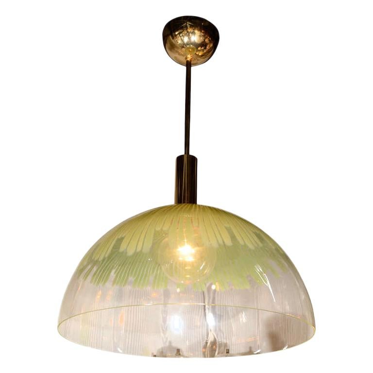Venini Green Glass Dome Pendant Light By Ludovico Diaz De Santillana