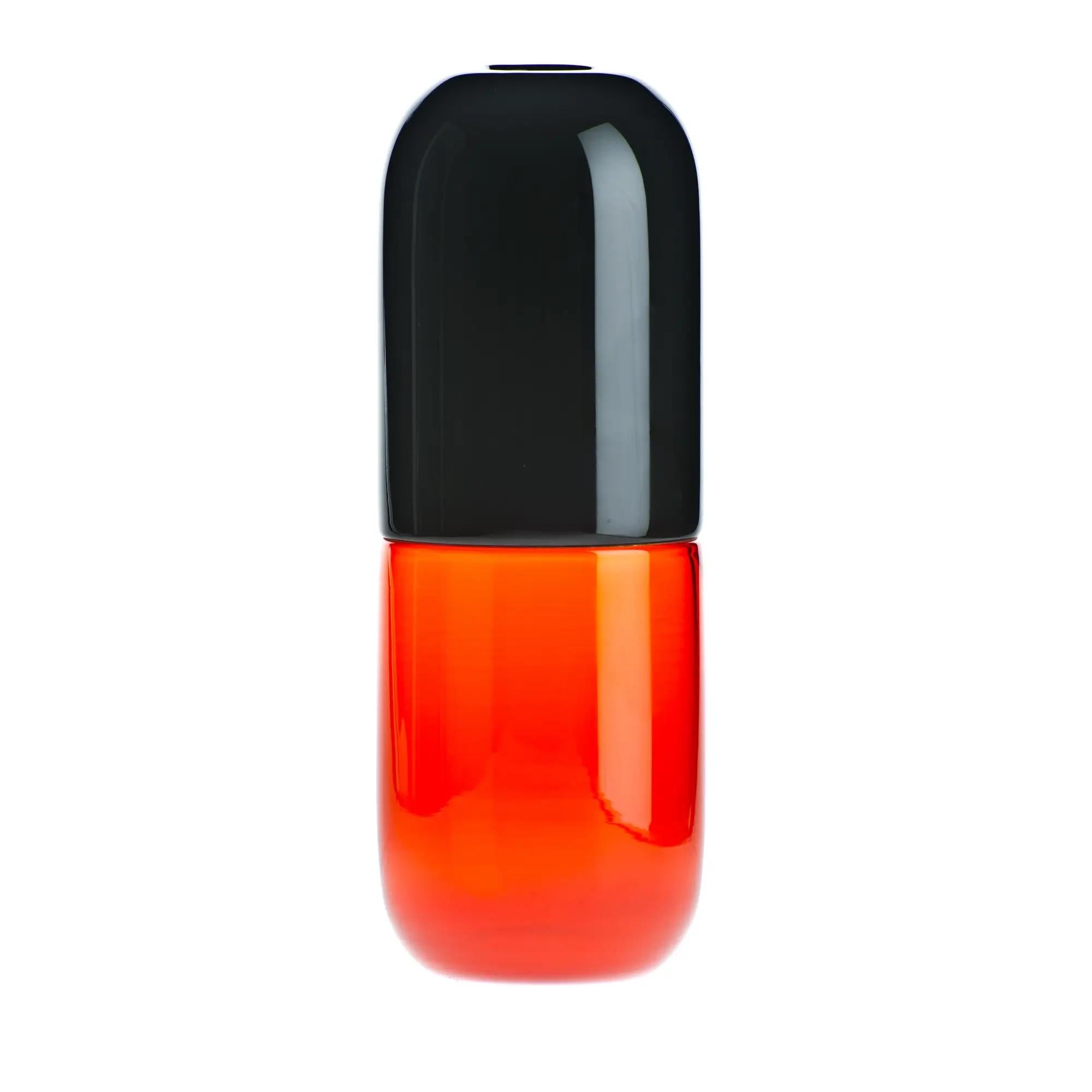 Venini Happy Pills 027.29 Escultura de vidrio, diseño naranja y negro Fabio Novembre en venta