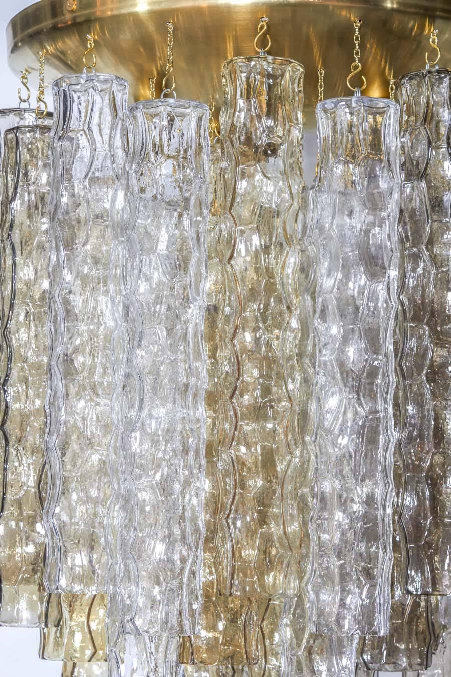 Mid-Century Modern Venini Hollywood Regency Murano Chandelier with Multi-Color Glass Pendants