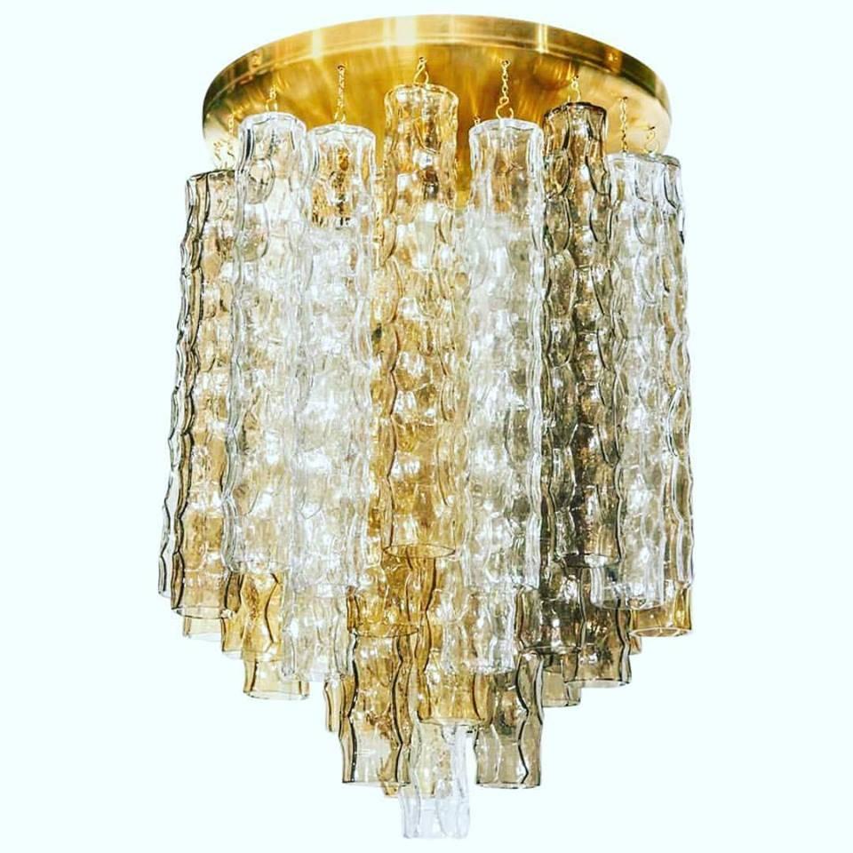 Venini Hollywood Regency Murano Chandelier with Multi-Color Glass Pendants 1