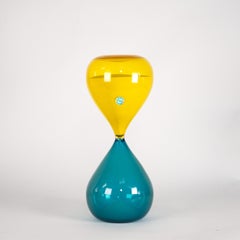 VENINI Hourglass Aquamarine/Sulphur Yellow Limited Edition pcs 378/500 year 2002