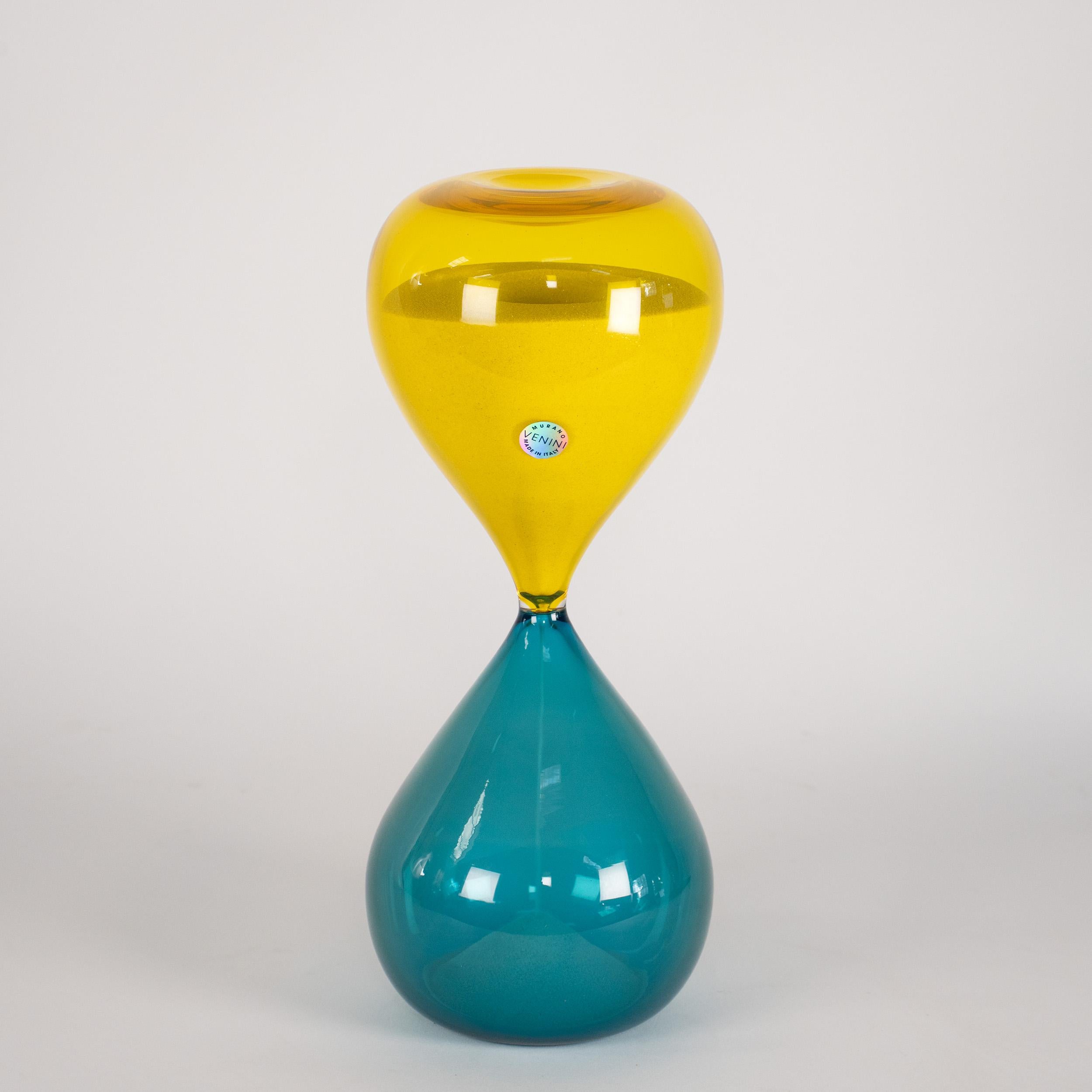 Mid-Century moderno Venini Clessidra Acquamarina/Giallo Zolfo Edizione Limitata pz. 378/500 anno 2002 in vendita