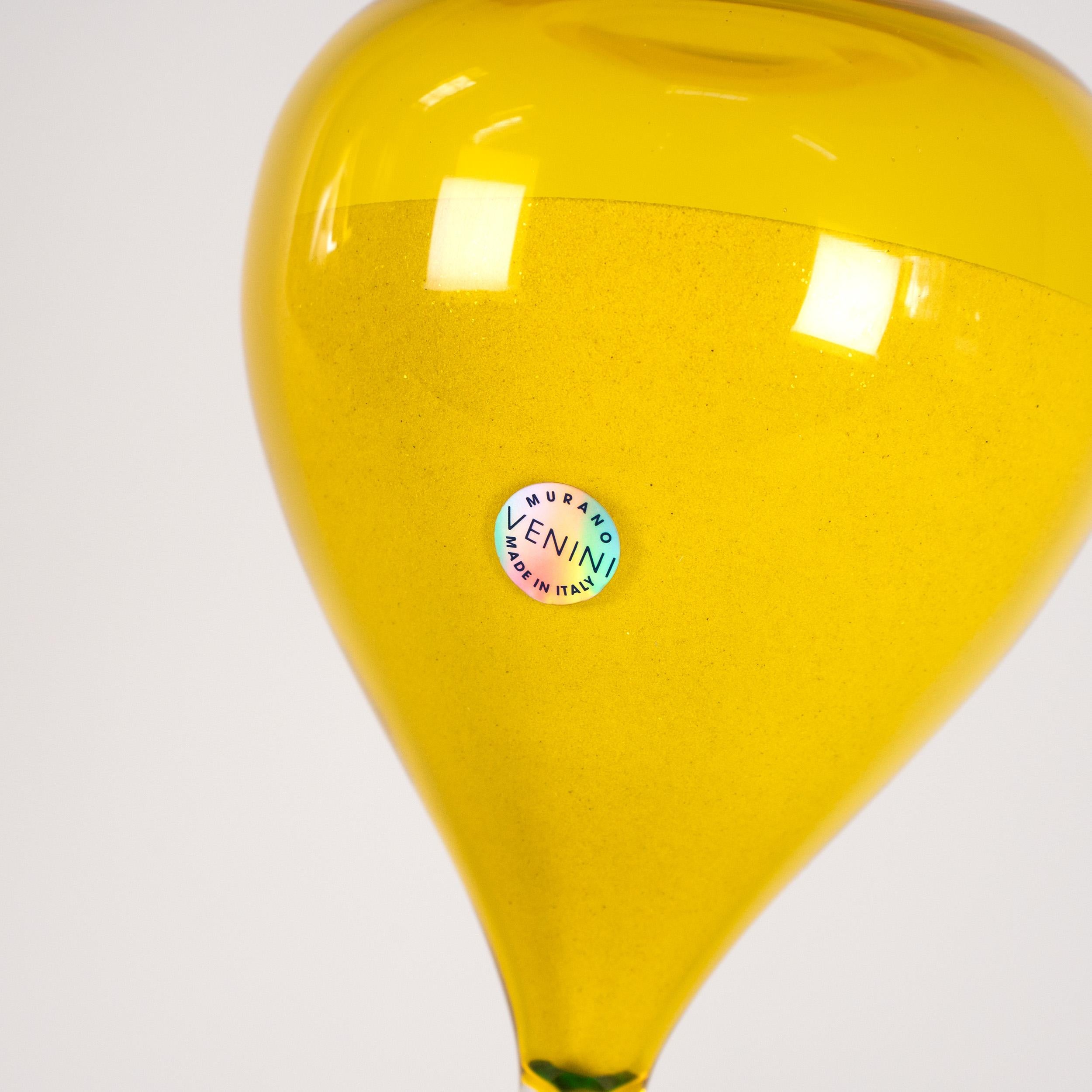 Italiano Venini Clessidra Acquamarina/Giallo Zolfo Edizione Limitata pz. 378/500 anno 2002 in vendita
