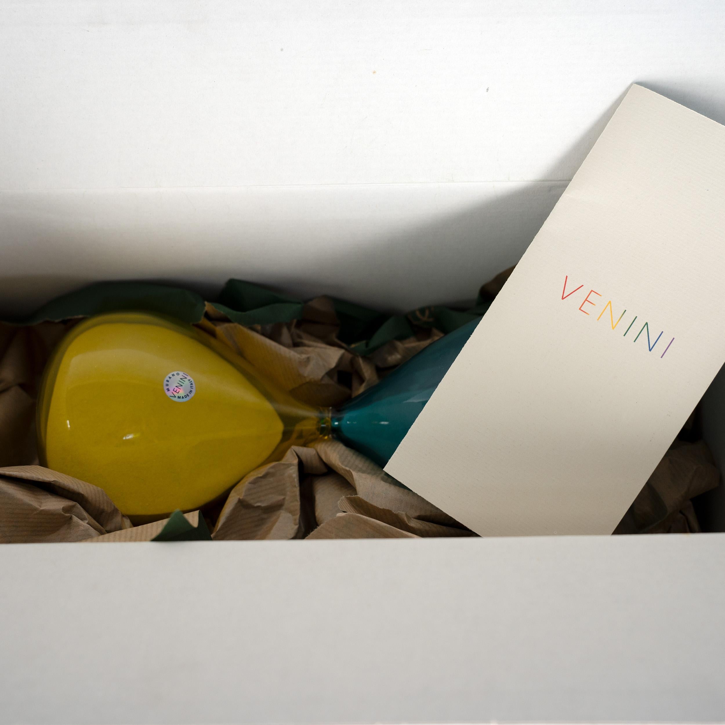 XXI secolo e contemporaneo Venini Clessidra Acquamarina/Giallo Zolfo Edizione Limitata pz. 378/500 anno 2002 in vendita