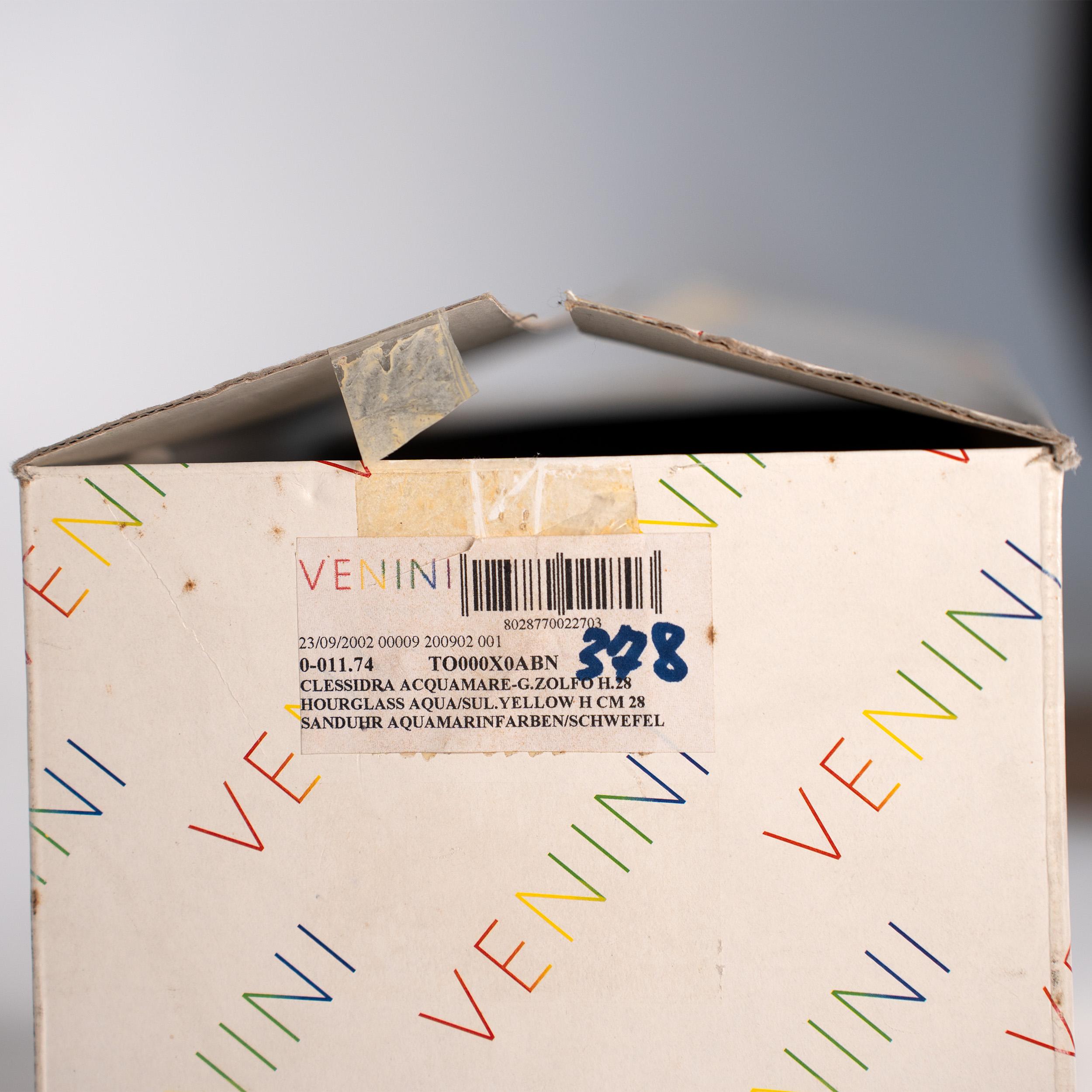 Venini Clessidra Acquamarina/Giallo Zolfo Edizione Limitata pz. 378/500 anno 2002 in vendita 2