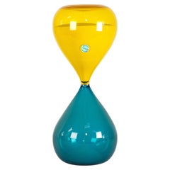 VENINI Hourglass Aquamarine/Sulphur Yellow Limited Edition pcs 378/500 year 2002
