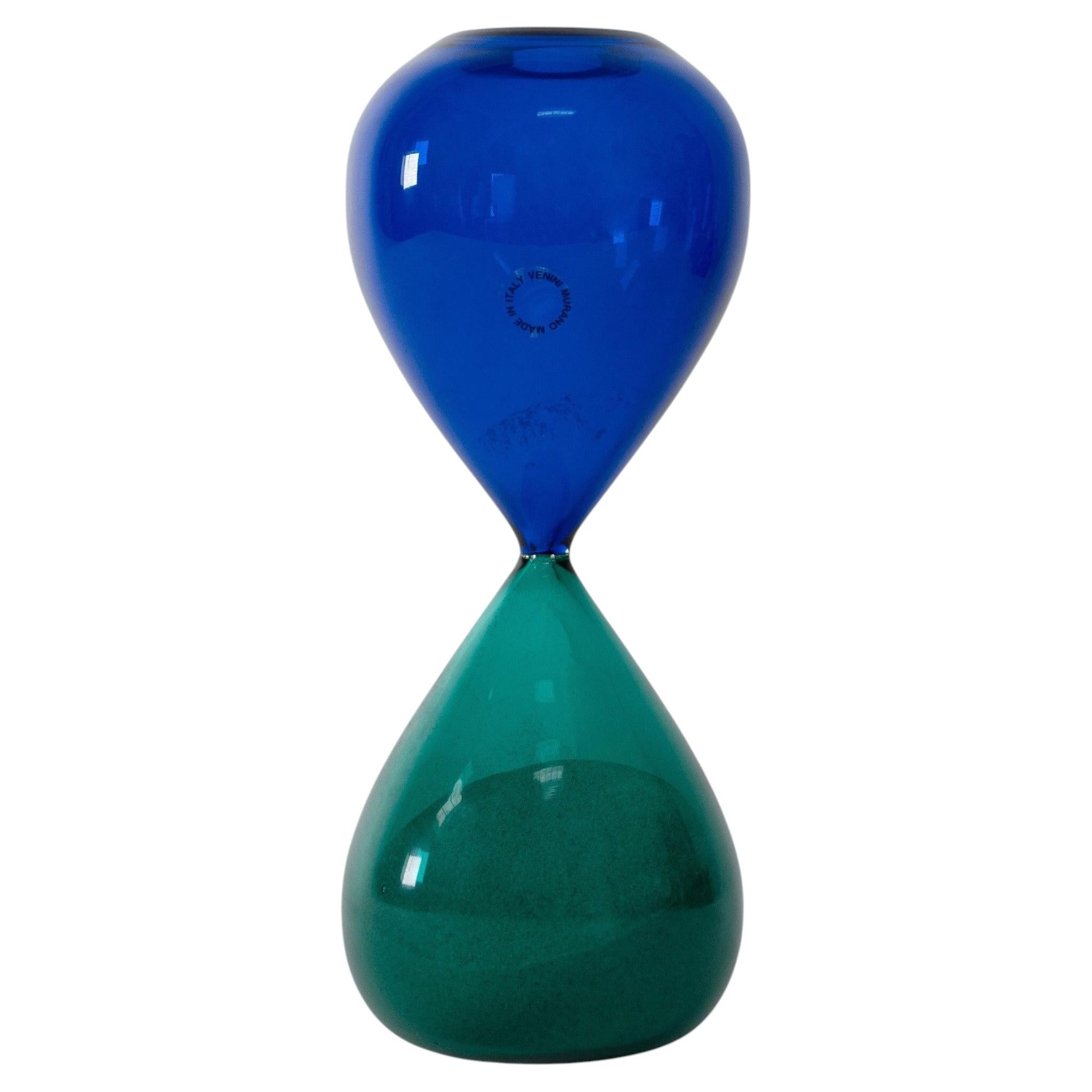 VENINI, reloj de arena verde y azul, firmado en 1998, fabricado en Italia