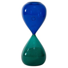 VENINI « Hourglass » vert et bleu, signée 1998, fabriquée en Italie