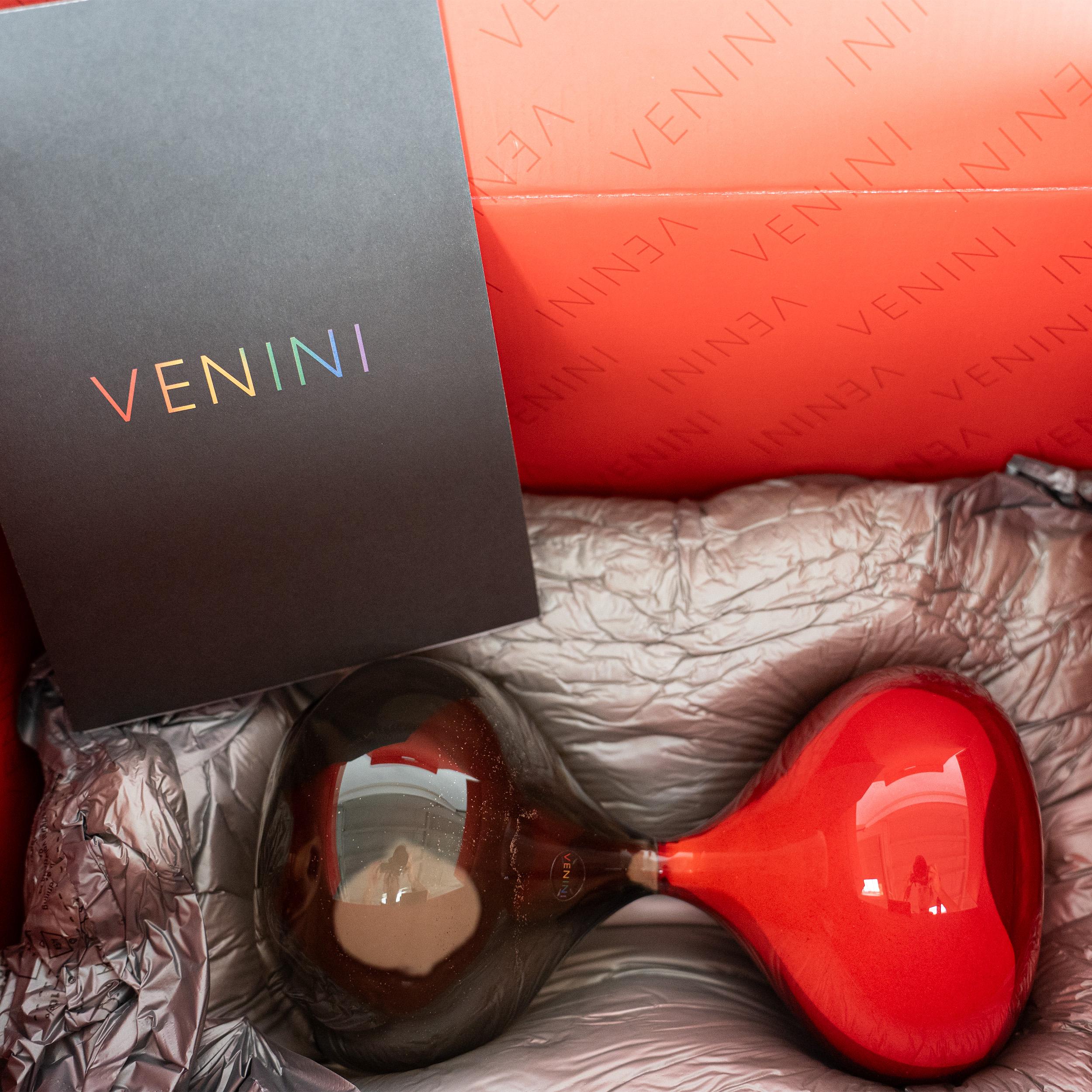 Vetro soffiato Venini Clessidra Grigio/Rosso Edizione Limitata pz 61/199 anno 2016 in vendita