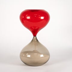 Venini Vaso a clessidra di Murano di Fulvio Bianconi, Grigio/Rosso Edizione limitata 42/199